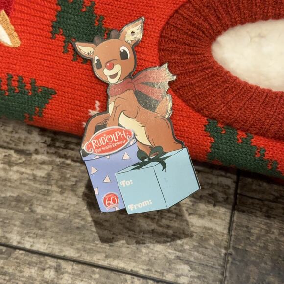 Rudolph Red Nosed Reindeer Slipper Socks Womens Large XL Christmas Fuzzy Gripper - Picture 3 of 6
